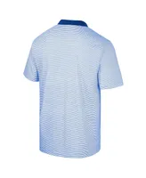 Men's Colosseum White, Royal Pitt Panthers Print Stripe Polo Shirt