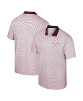 Men's Colosseum White Virginia Tech Hokies Print Stripe Polo Shirt