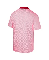 Men's Colosseum White, Red Wisconsin Badgers Print Stripe Polo Shirt