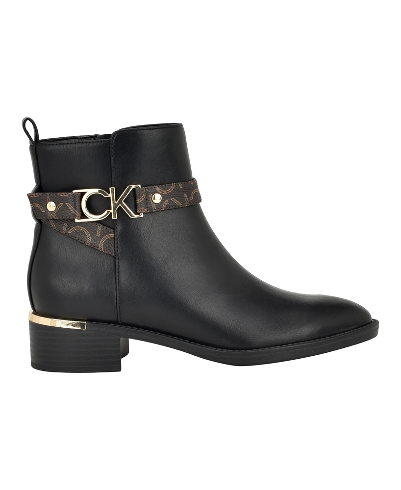 Calvin Klein Women's Dhara Pointy Toe Block Heel Casual boots