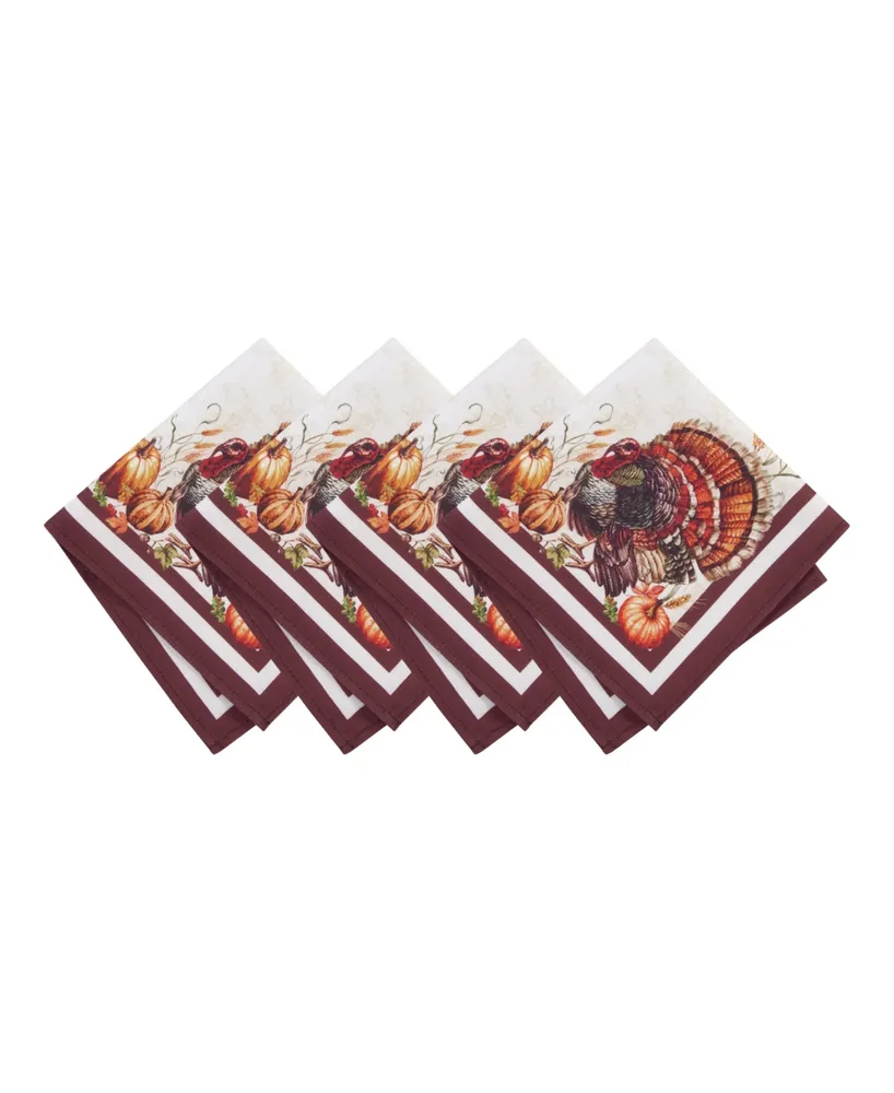 Elrene Autumn Heritage Turkey Engineered Napkins, Set of 4, 17" x 17"