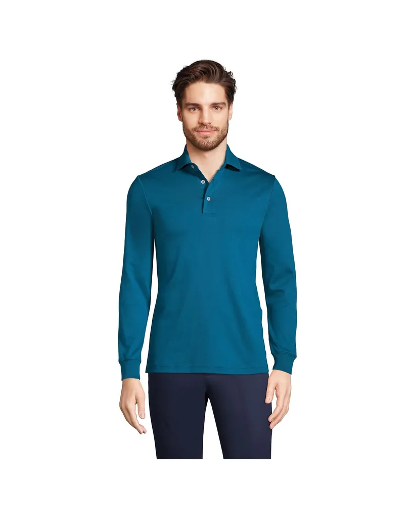 Lands' End Men's Long Sleeve Cotton Supima Polo Shirt