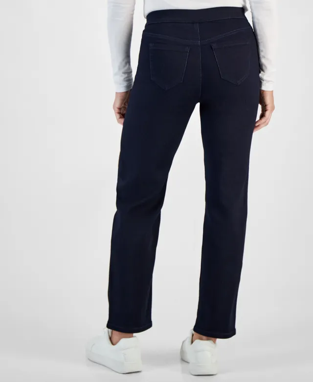 Style & Co Women's Mid-Rise Pull-On Straight-Leg Denim Jeans, Created for  Macy's