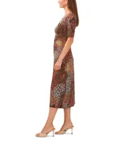 Msk Women's Printed Button-Front Midi Dress