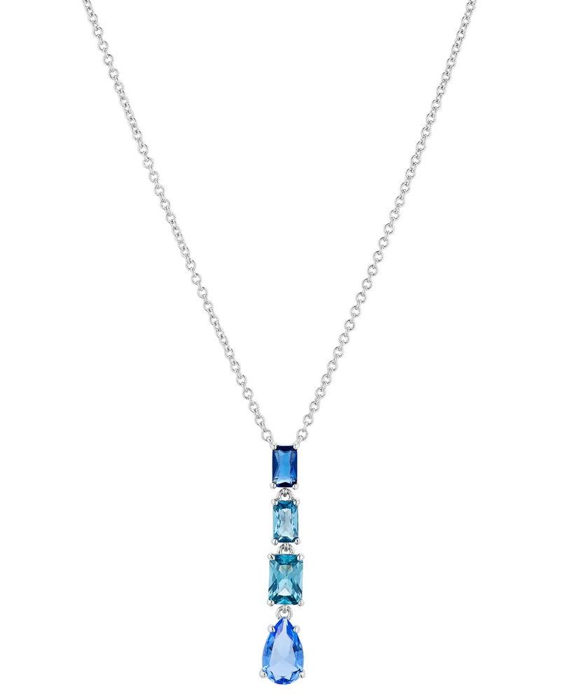 Eliot Danori Silver-Tone Mixed Stone Lariat Necklace, 16" + 2" extender, Created for Macy's