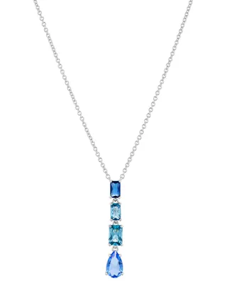 Eliot Danori Silver-Tone Mixed Stone Lariat Necklace, 16" + 2" extender, Created for Macy's