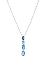 Eliot Danori Silver-Tone Mixed Stone Lariat Necklace, 16" + 2" extender, Created for Macy's