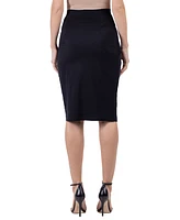 24seven Comfort Apparel Women's Elastic Waist Knee Length Pencil Skirt