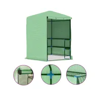 vidaXL Greenhouse with Shelves Steel 89.4"x87.8"