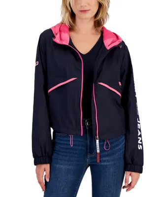 Tommy Jeans Women's Hooded Zip-Front Windbreaker Jacket