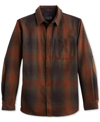 Pendleton Men's Trail Plaid Button-Down Wool Shirt with Faux-Suede Elbow Patches