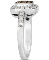 Le Vian Chocolate Diamond & Nude Diamond Halo Cluster Ring (1/2 ct. t.w.) in 14k White Gold