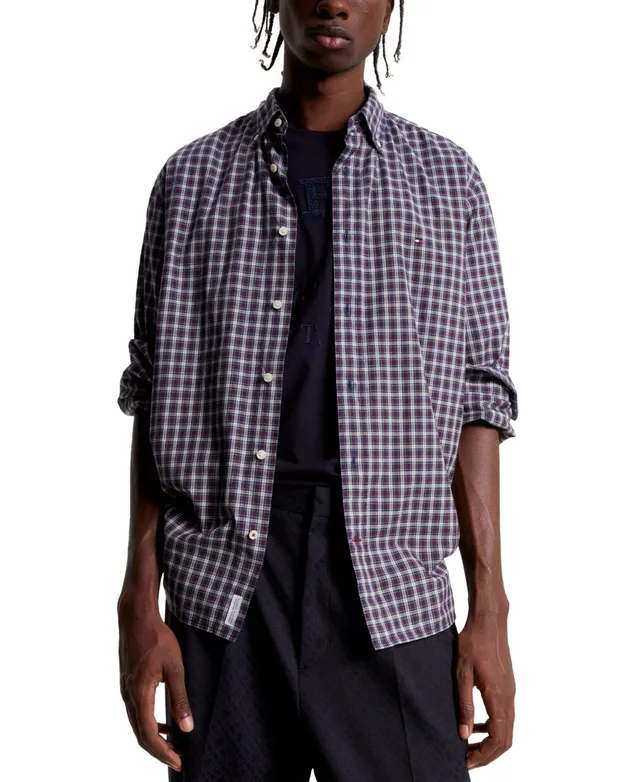 Tommy Hilfiger Men\'s Natural Soft Tartan | Mall Hawthorn Shirt Regular-Fit Flex Mini
