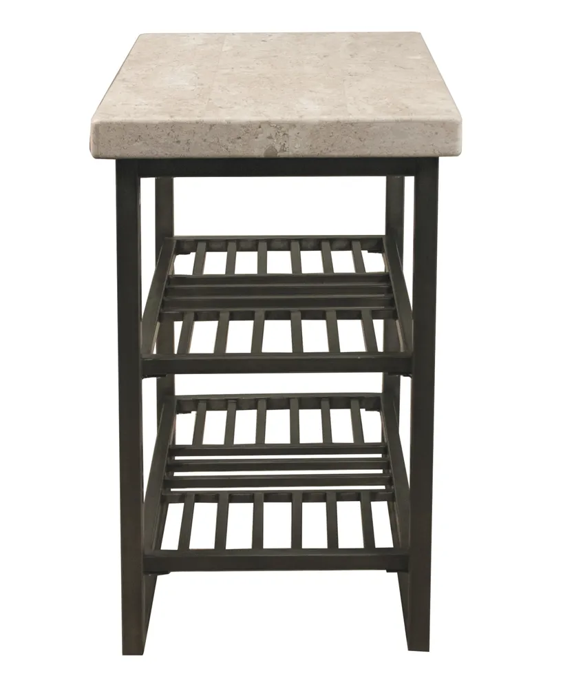Capri 16" Stone and Metal Base Chairside Table
