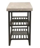 Capri 16" Stone and Metal Base Chairside Table