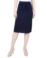 Ny Collection Petite Slim Belted Scuba Crepe Skirt