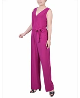 Ny Collection Petite Sleeveless Belted Jumpsuit