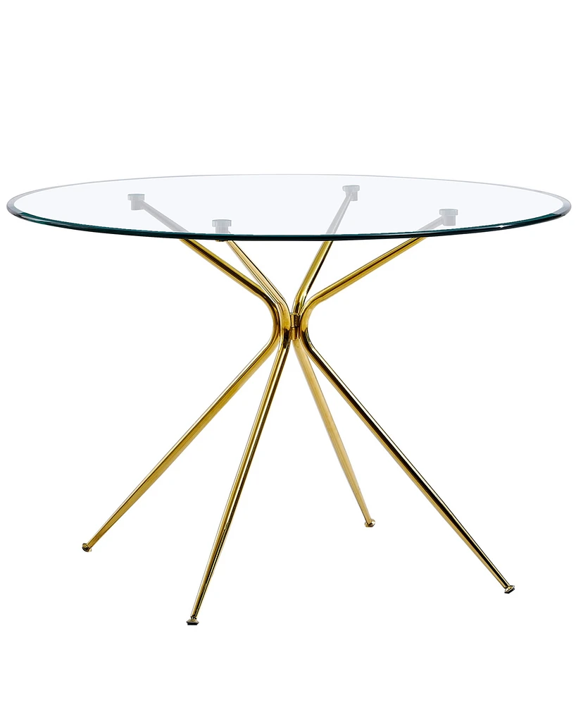 Best Master Furniture Preston 29" Glass Modern Round Dining Table