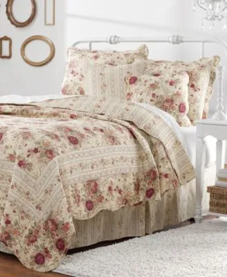 Greenland Home Fashions Antique Rose 100 Cotton Reversible Quilt Set