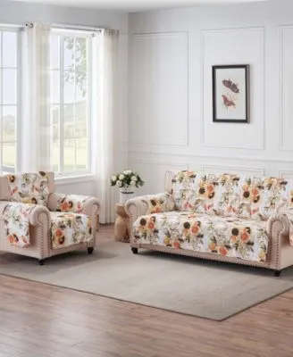 Greenland Home Fashions Somerset Reversible Floral Gingham Furniture Protector Collection