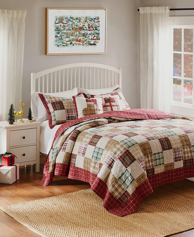 Greenland Home Fashions Oxford 100% Cotton Reversible Piece Quilt Set