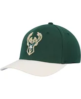 Men's Mitchell & Ness Hunter Green, Tan Milwaukee Bucks Mvp Team Two-Tone 2.0 Stretch-Snapback Hat