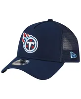 Men's New Era Navy Tennessee Titans A-Frame Trucker 9FORTY Adjustable Hat