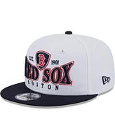 Men's New Era White, Navy Boston Red Sox Crest 9FIFTY Snapback Hat