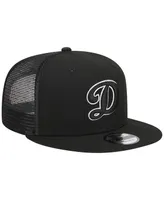 Men's New Era Black Los Angeles Dodgers Letter Trucker 9FIFTY Snapback Hat