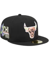 Men's New Era Black Chicago Bulls Floral Side 59FIFTY Fitted Hat