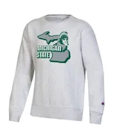 Big Boys Champion Heather Gray Michigan State Spartans Reverse Weave Pullover Sweatshirt