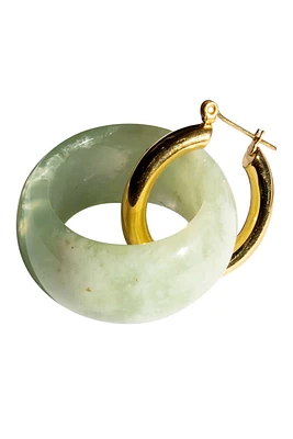 Amelie — Single Hoop Green Stone Earring