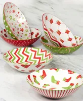 Certified International Holiday Fun 40 oz Soup Bowls Set of 6, Service for 6