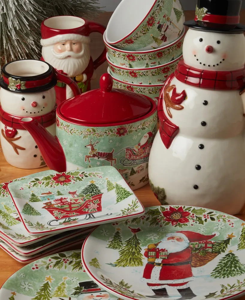 Certified International Joy of Christmas 18 oz 3-d Snowman Mugs Set of 4