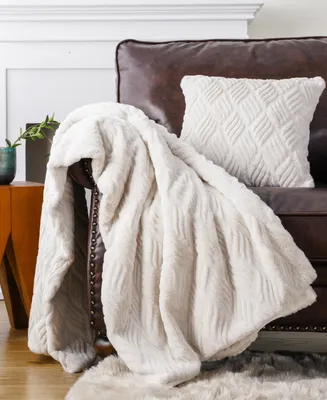 Battilo Cozy Carved Wave Faux Fur Throw, 60" x 80"