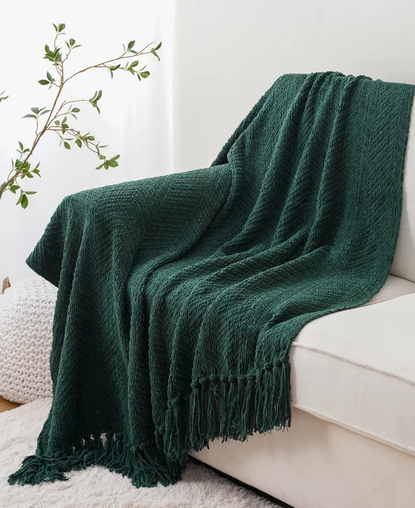 Battilo Classic Textured Woven Micro Chenille Throw, 60" x 80"