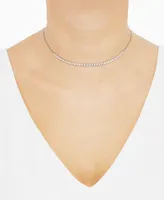 Diamond Bezel Collar Necklace (1/2 c. t.w.) in 10k White Gold, 14" + 3" extender