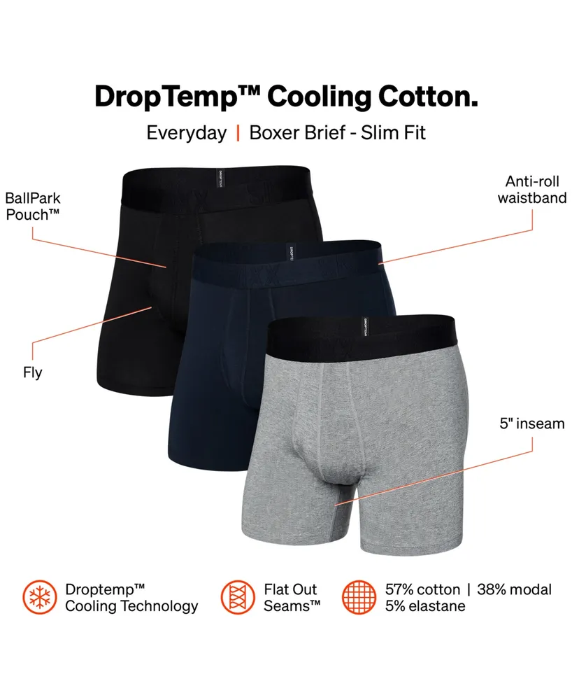 Saxx Men's DropTemp Cooling Cotton Slim Fit Boxer Briefs – 3PK