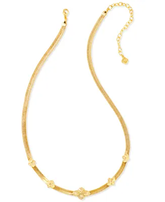 Kendra Scott Rhodium-Plated & 14k Gold-Plated Medallion-Accent Herringbone Chain Collar Necklace, 16" + 3" extender