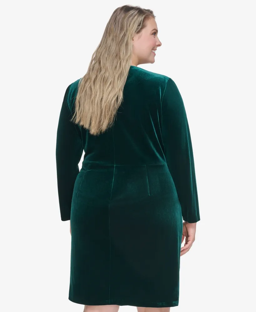 Dkny Plus Size Velvet Long-Sleeve Cutout Dress