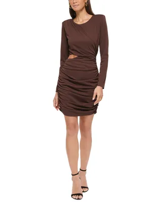 Guess Women's Ruched Cut-Out Long-Sleeve Mini Dress