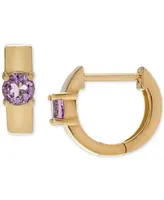 Amethyst Small Huggie Hoop Earrings (3/8 ct. t.w.) in 14k Gold-Plated Sterling Silver, 0.5"