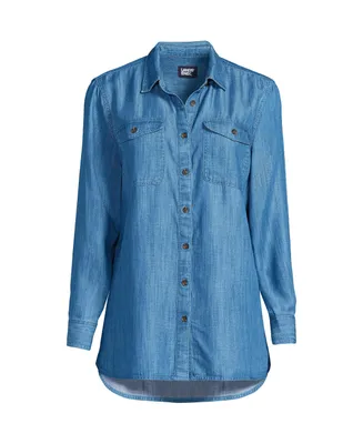 Lands' End Plus Indigo Tencel Fiber Shirt