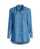 Lands' End Plus Indigo Tencel Fiber Shirt