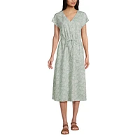 Lands' End Women's Tencel Fiber V-Neck Midi Dress