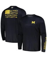 Men's Columbia Navy Michigan Wolverines Terminal Shot Omni-Shade Long Sleeve T-shirt