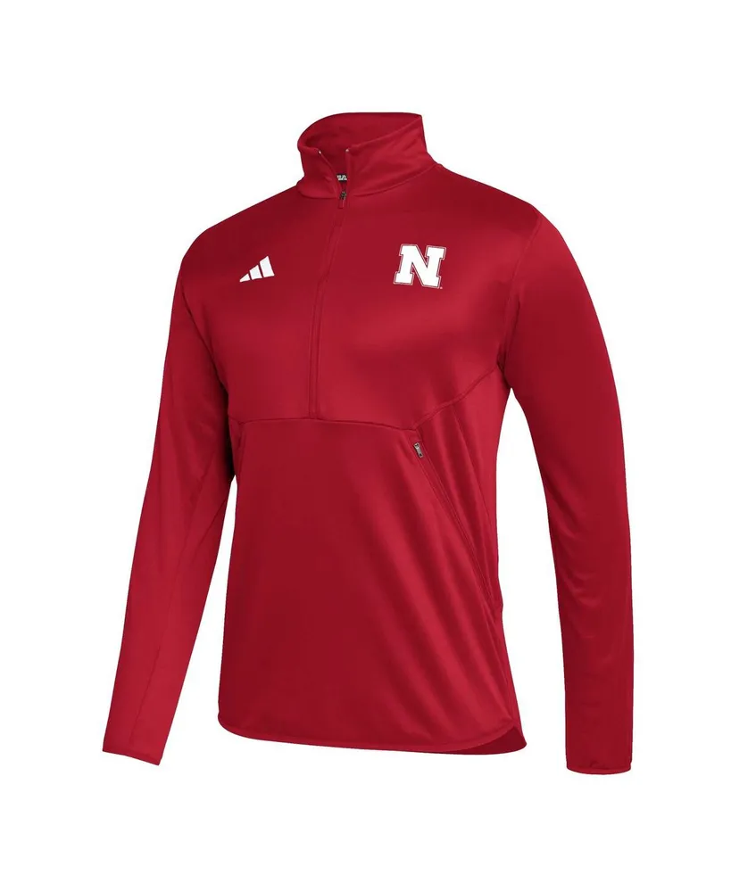 Men's adidas Scarlet Nebraska Huskers 2023 Sideline Aeroready Half-Zip Top