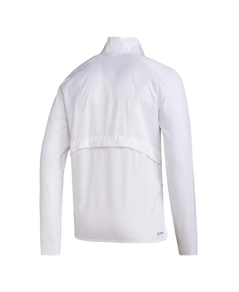 Men's adidas White Nebraska Huskers Sideline Aeroready Raglan Sleeve Quarter-Zip Jacket