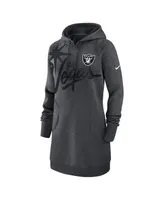 Women's Nike Heather Charcoal Las Vegas Raiders Fleece Raglan Hoodie Dress