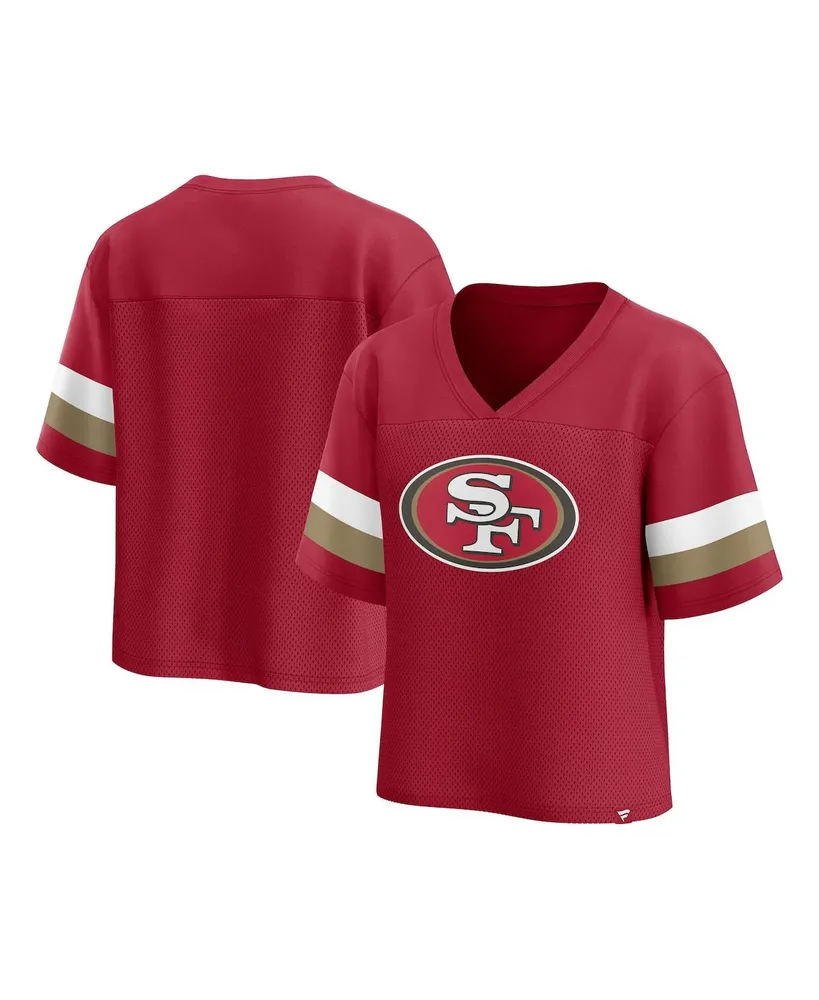 Women's Fanatics Branded Scarlet San Francisco 49ers Spirit Jersey Lace-Up  V-Neck Long Sleeve T-Shirt